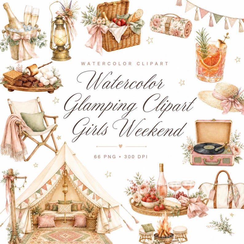 watercolor glamping clipart