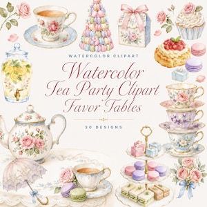 watercolor tea party clipart
