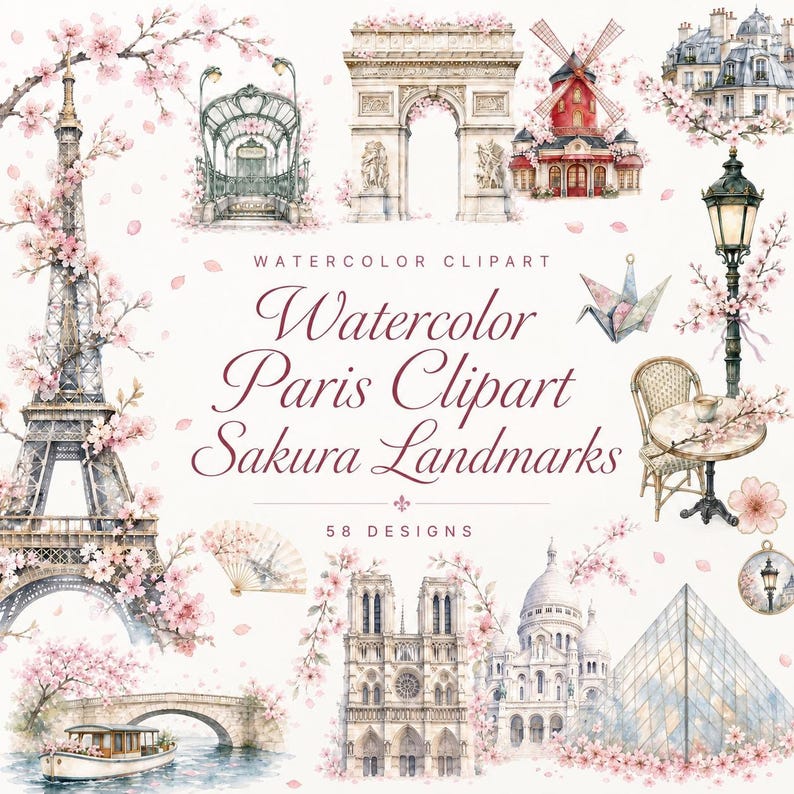 watercolor paris clipart