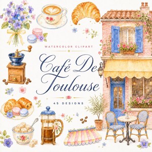 Café de Toulouse watercolor clipart