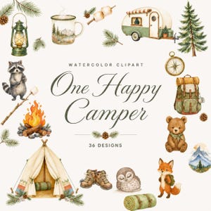 watercolor one happy camper clipart