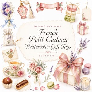 french petit cadeau watercolor clipart
