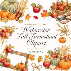 watercolor fall farmstand clipart