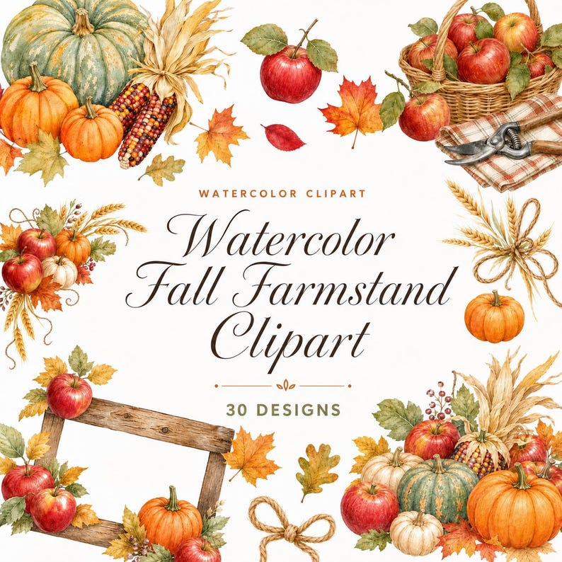 watercolor fall farmstand clipart