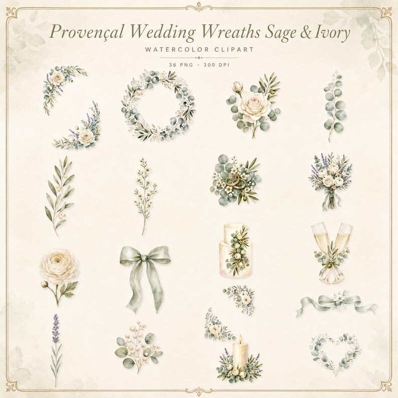 WonderfulPNG enhanced bundle grid preview page 2 of 2 — provencal-wedding-wreaths-sage-ivory