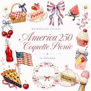 America 250 coquette picnic clipart
