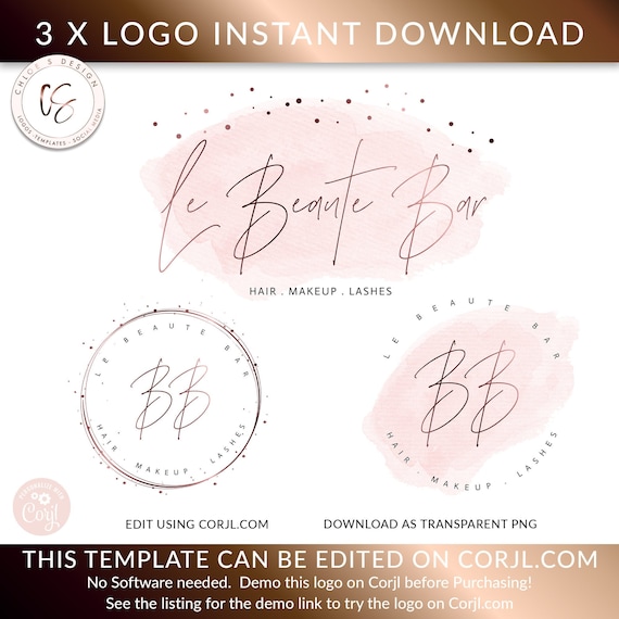 Logo Design Logo Beauty Logo Salon Logo Rose Gold Logo Etsy