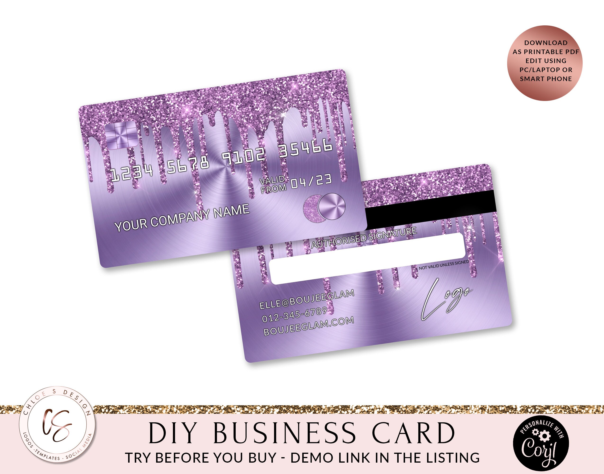 DIY Credit Card Business Cards Business Card Template Etsy