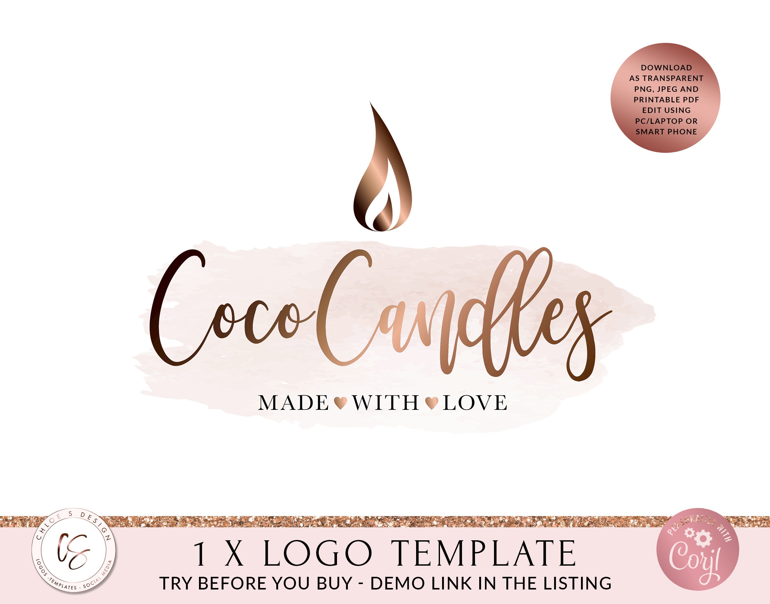 CANDLE LOGO DESIGN Candle Boutique Logo Branding Handmade Etsy