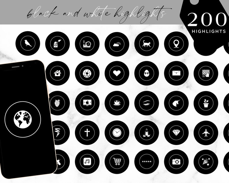 Instagram Highlight Covers Black and White Instagram Etsy