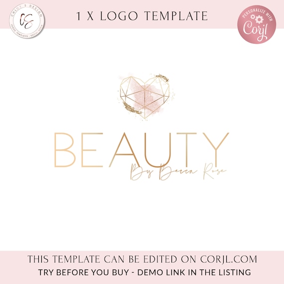 Geometric Heart Logo Design Photography Logo Blogger Logo Etsy