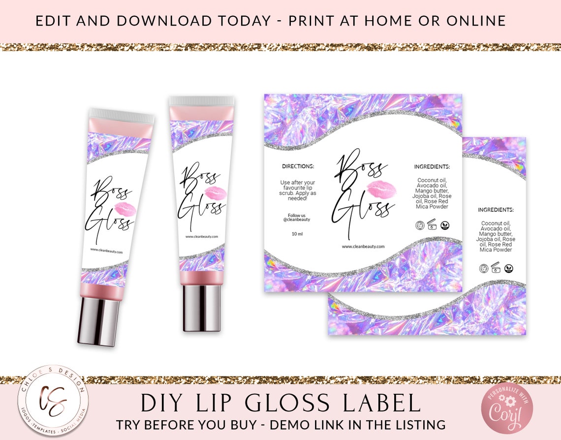 DIY LIPGLOSS LABEL Printable Lip Gloss Label Etsy