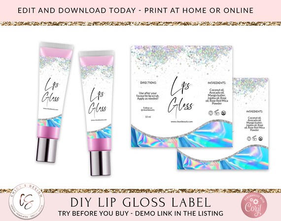 DIY LIPGLOSS LABEL Printable Lip Gloss Label | Etsy