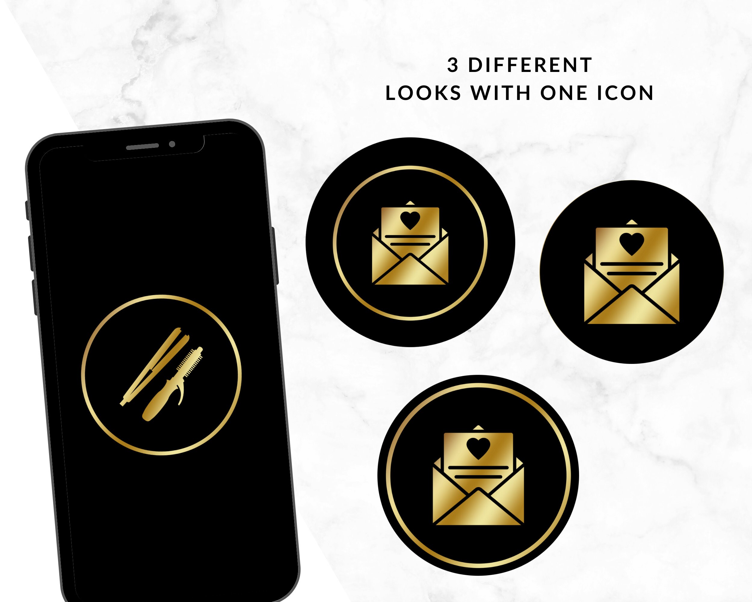 200 Instagram Highlight Covers Black and Gold Instagram Etsy UK