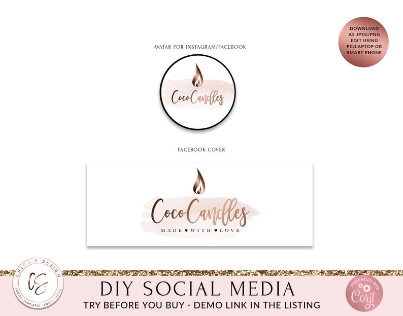 CANDLE BRANDING KIT Candle Logo Wax Melts Logo Candle Etsy