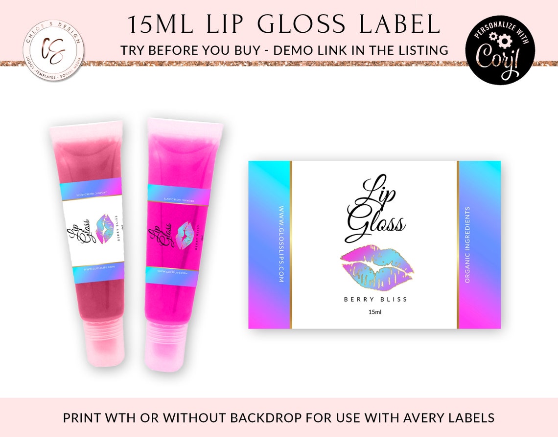 DIY LIPGLOSS LABEL Printable Lip Gloss Label | Etsy