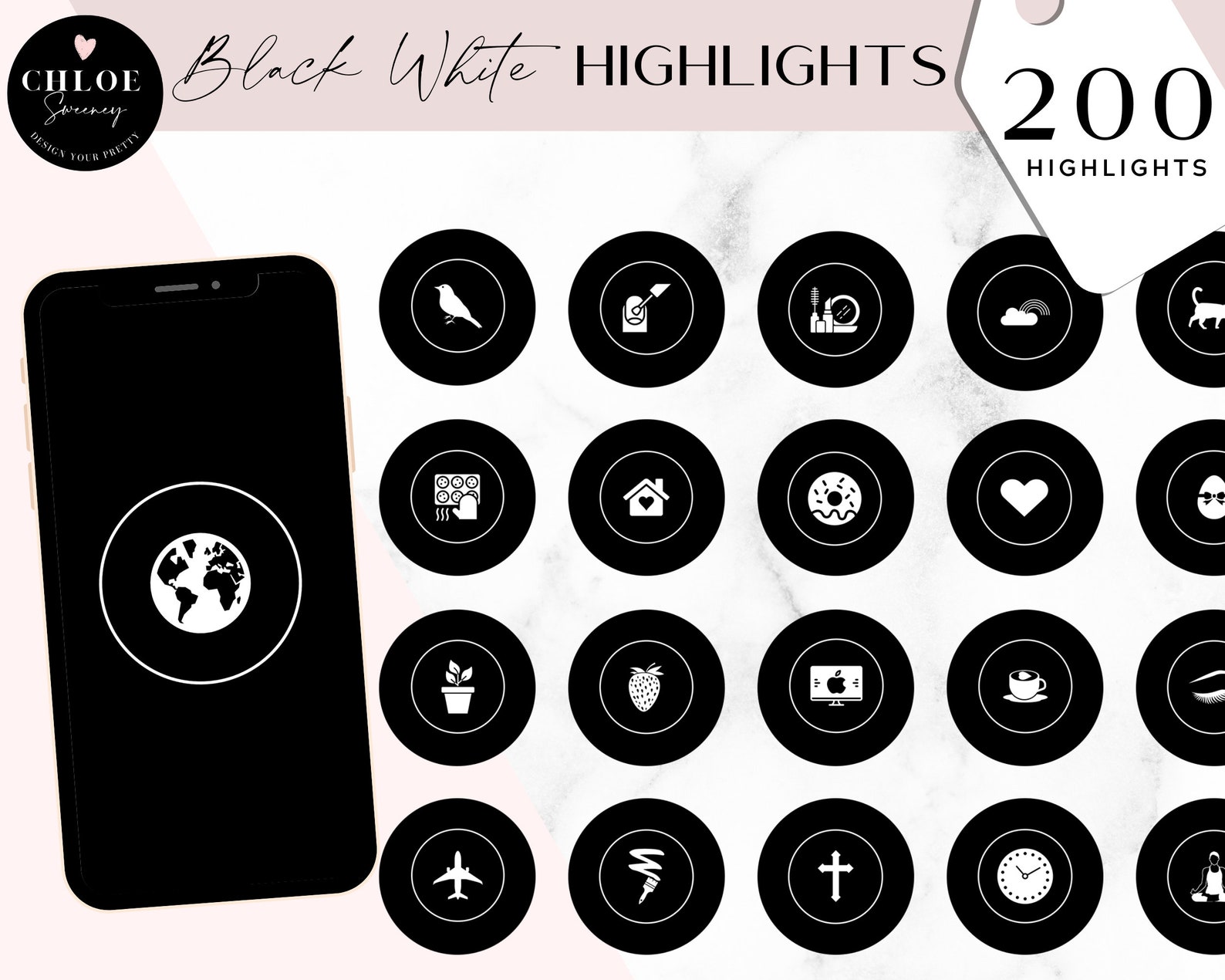 Instagram Highlight Covers Black and White Instagram | Etsy