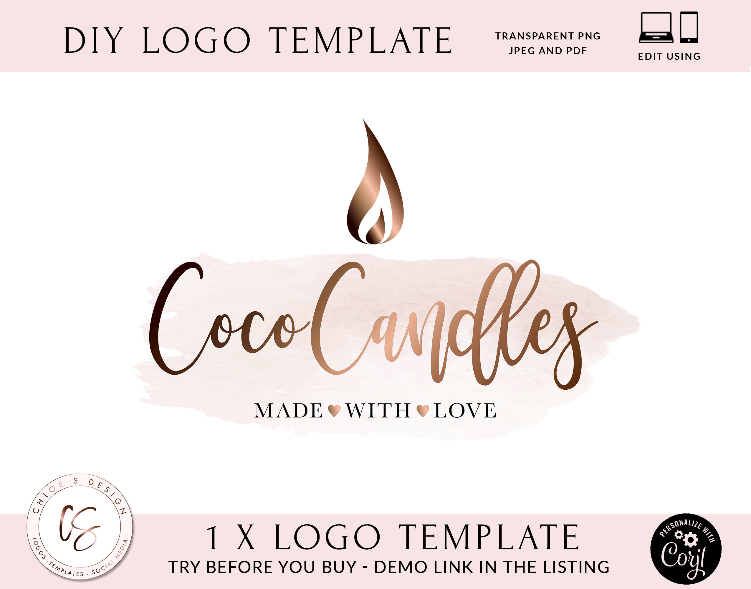 Candle Business Logo Design Candle Logo Wax Melts Business Etsy