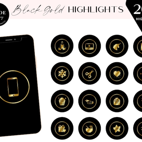 Editable Black & Gold Instagram Highlight Cover Icons Etsy