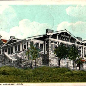 Okmulgee, Oklahoma, vue du Country Club, en 1921, carte postale ancienne, carte postale ancienne