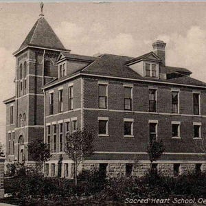Oelwein, Iowa - Escola do Sagrado Coração - em 1914 - Cartão postal vintage, Cartão postal antigo