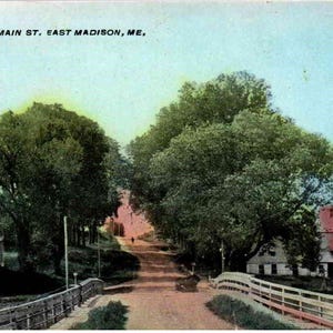 East Madison, Maine - South Main Street bordée d'arbres - en 1913 - Carte postale ancienne, Carte postale ancienne