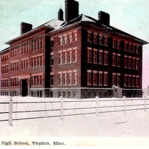 Virginia, Minnesota, Roosevelt High School, c1908, Cartão postal antigo, Cartão postal vintage