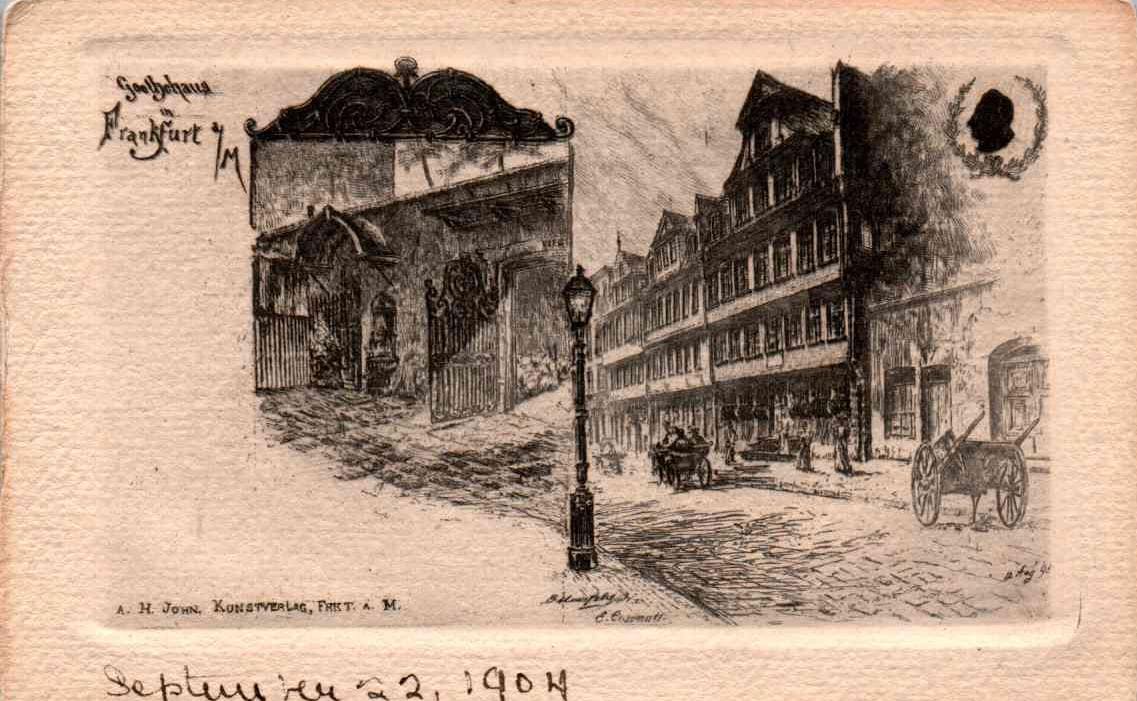 Frankfurt, Germany - The Goethe House Museum -   Johann Wolfgang von Goethe poet and playwright- 1904 -  Vintage Postcard, Antique Postcard