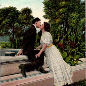 Romanticismo - Coppia che si bacia - "Un'occasione che non perdo mai" - nel 1909 - Cartolina d'epoca, Cartolina antica