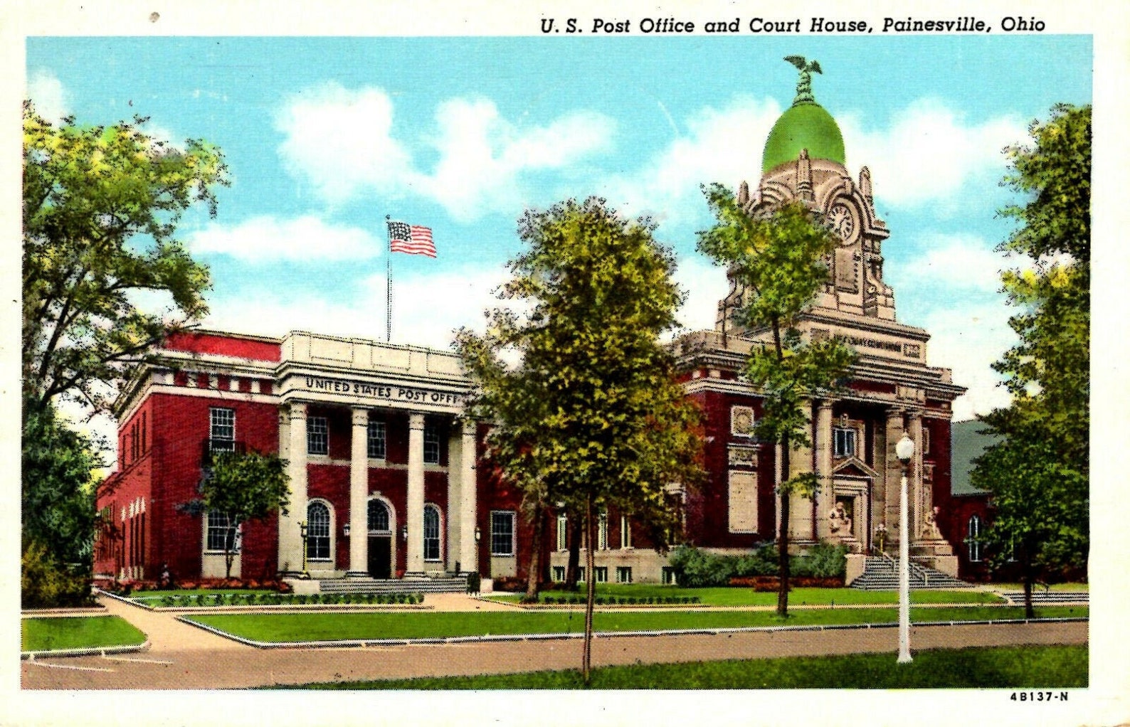 Painesville Ohio Downtown view of the U.S. Post Office and Etsy