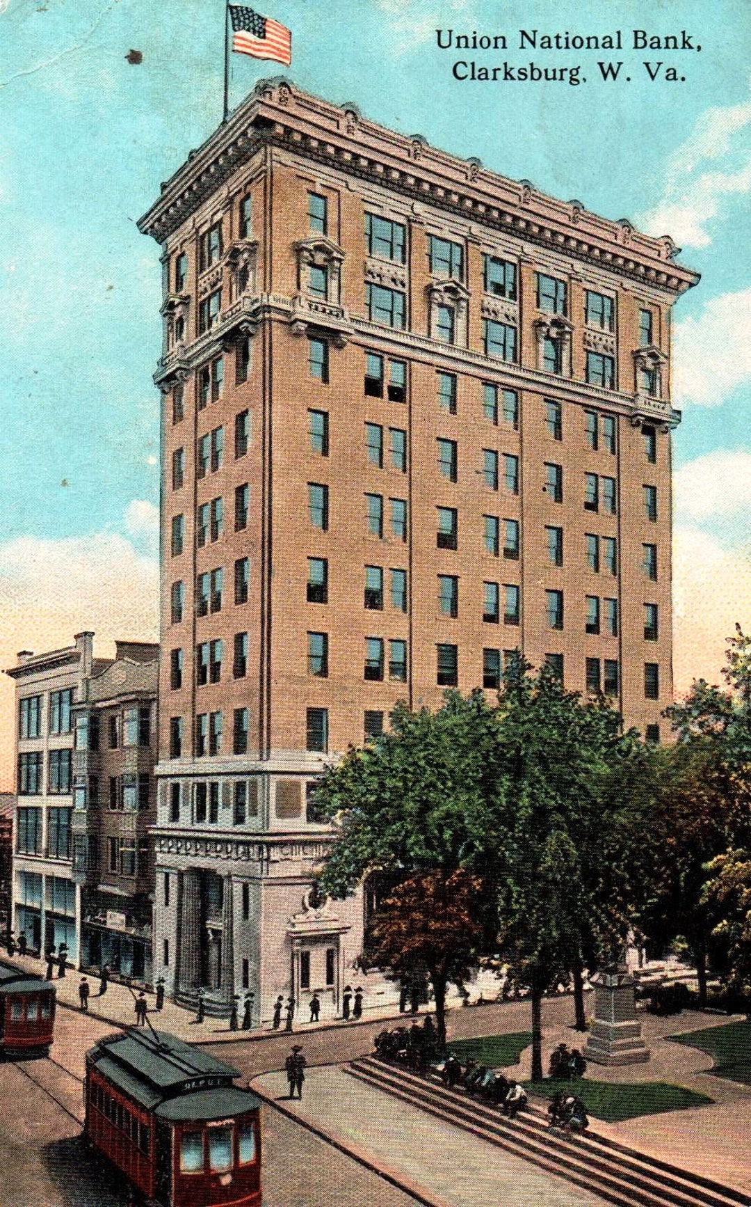 Clarksburg West Virginia Union Natl Bank Trolley in 1915 Etsy