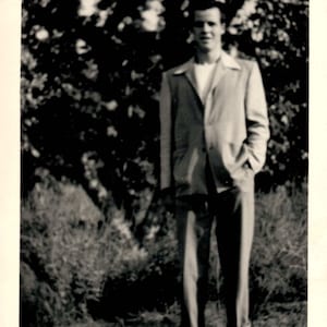 Vintage Photo - Young "Dapper Dan" with pant legs rolled up  - 1940s