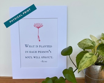 Rumi Quote Print - Rumi Quote Wall Art - Inspirational Quote Home Decor - Poetry Giclee Print - Literature Lover Gift - Gift for Teacher