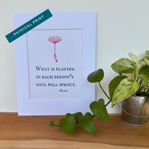 Rumi Quote Print - Rumi Quote Wall Art - Inspirational Quote Home Decor - Poetry Giclee Print - Literature Lover Gift - Gift for Teacher