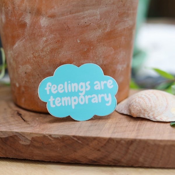 Feelings Are Temporary Sticker - CBT sticker - Therapist Magnet - Mental health sticker - Therapist sticker - Counselor Recovery Decal