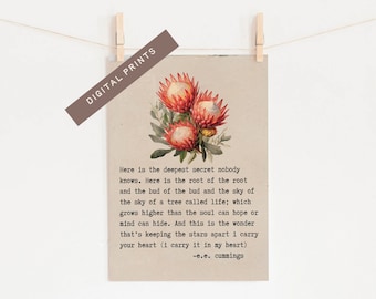 11 x 14 in e.e. cummings Poem Print - Instant Download Print - Printable Home Decor - e.e. cummings Poem Quote Wall Art - Poetry Lover Gift