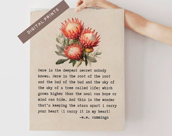 20 x 24 in e.e. cummings Poem Print - Instant Download Print - Printable Home Decor - e.e. cummings Poem Quote Wall Art - Poetry Lover Gift