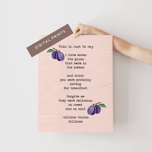 16x20 pollici Questo è solo per dire William Carlos Williams Poesia Stampa artistica - Citazioni ispiratrici - Decorazione d'arte da parete - Regalo per la casa - Download istantaneo