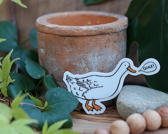 Duck Sticker reading Quack - Funny Duck Sticker - Laptop Sticker - Water Bottle Sticker - Vinyl Sticker - Funny Sticker - Meme Sticker