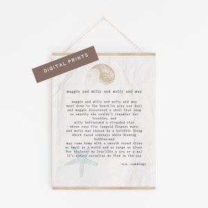 16x20 in E.E. Cummings Poesia Stampa - Maggie e Millie e Molly e May poesia - Regalo letterario per amanti della poesia - Amante dei libri - Regalo Poesie sull&#39;oceano