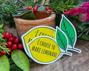 I Choose to Make Lemonade Sticker, Positive Quote Vinyl Sticker, Optimism Art