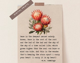 8 x 10 in e.e. cummings Poem Print - Instant Download Print - Printable Home Decor - e.e. cummings Poem Quote Wall Art - Poetry Lover Gift