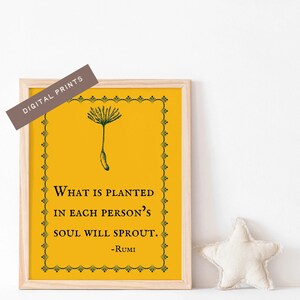 20x24 in Rumi Digital Print -What is planted in each persons soul will sprout - Printable Wall Art - Poetry Lover Gift - Digital Download