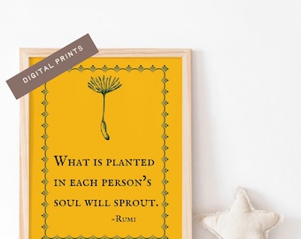20x24 in Rumi Digital Print -What is planted in each persons soul will sprout - Printable Wall Art - Poetry Lover Gift - Digital Download