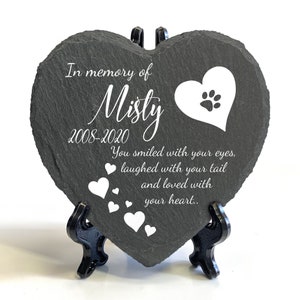 Personalised Memorial Plaque For Pet Cat Dog Slate Stone Heart Shape Paw Custom Printed Grave Marker 2023
