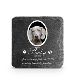 Memorial Plaque For Pet Cat Dog Slate Stone Heart Paw Grave Marker Personalised Custom Printed Memory Picture frame