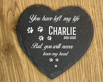 Placa Memorial Para Gato De Estimação Cachorro Pedra De Ardósia Coração Forma Pata Marcador De Túmulo Personalizado Nome Impresso Personalizado Data 2025