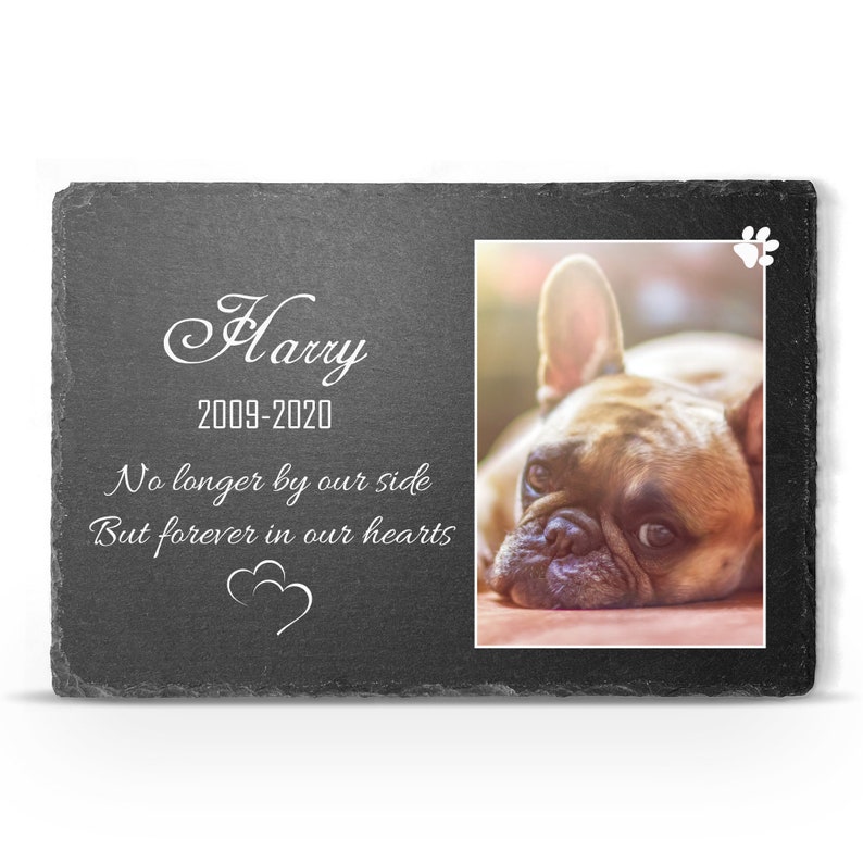Memorial Plaque For Pet Cat Hamster Dog Slate Stone Heart Paw Large Grave Marker 20x30 cm Personalized Custom Printed Name Date