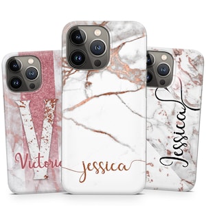 Handyhülle für iPhone 16 15 14 13 12 11 X 8 7 Personalisierte Rose Gold Marmor Benutzerdefinierte Handgeschriebene Name