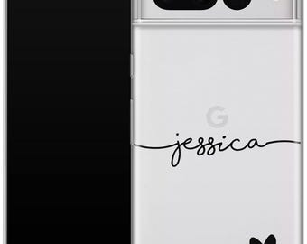 Personalized Google Pixel TPU Case: Custom Name & Heart Design